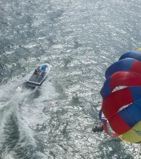Parasail boat from above