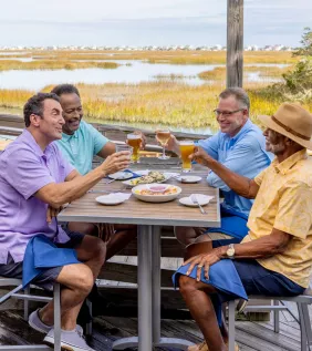 Military Reunion Group Eating at Murrells Inlet Marshwalk