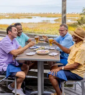 Military Reunion Group Eating at Murrells Inlet Marshwalk