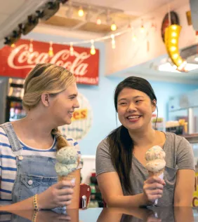 Teens eating Ice Cream at Mad Myrtle's Ice Creamery