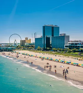 Myrtle Beach aerial of coastline with SkyWheel