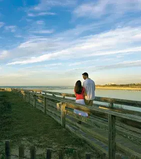 Ocean Creek couple on walkway