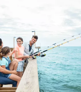 Family Fishing on Pier in Myrtle Beach