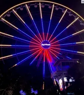 The Sky Wheel in Myrtle Beach with Red and Blue Autism Colored lights