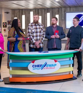 Chef Swap Season 3 with hosts, judges and competitors