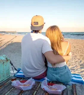 Myrtle Moments Couple Truck Tailgate Beach