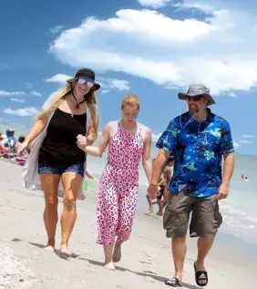 Sensory-friendly family on the beach in Surfside Beach