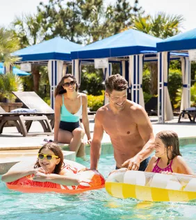 Family playing in one of Myrtle Beach's hotel pools.