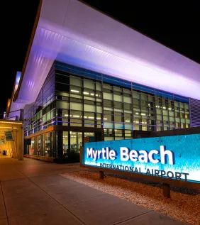 The entrance of Myrtle Beach's International Airport.