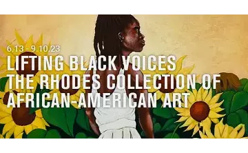 Artwork African American girl in white dress among sunflowers