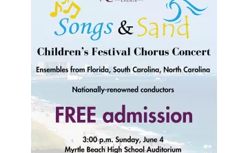 Beach scene with information of concert