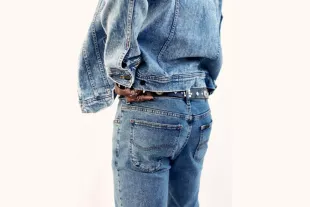 Person wearing jeans and Jean jacket