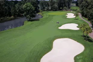 Arrowhead Country Club aerial of course with three sandtraps