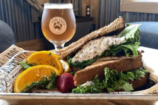 Sandwich and craft beer