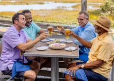 Military Reunion Group Eating at Murrells Inlet Marshwalk