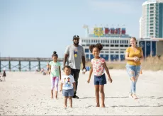 family walking on Myrtle Beach