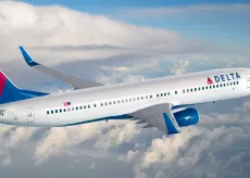 Delta Airlines flying through the clouds