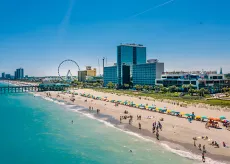 Myrtle Beach aerial of coastline with SkyWheel