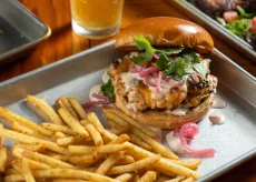 Sanwich with fries at Bonfire restaurant in Conway
