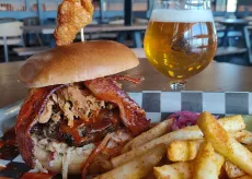 Black Drum Brewing BBQ burger with fries