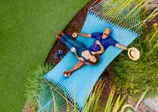 Couple on hammock at Crooked Hammock