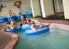 Family on indoor lazy river