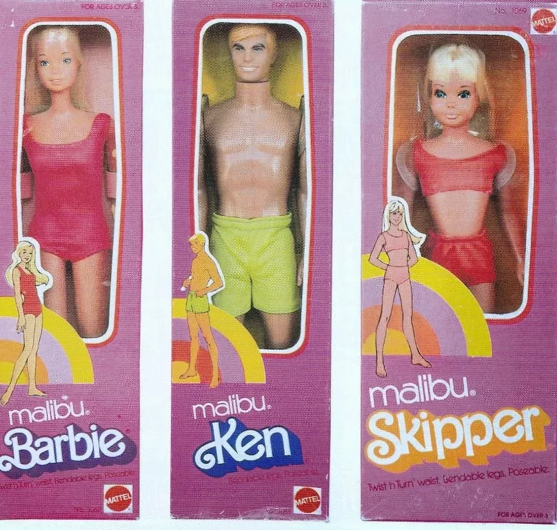 Boxes of Malibu Barbie from 1977