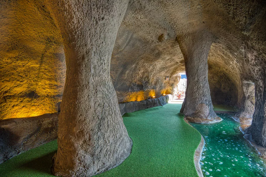 Inside the mini golf course at Red Dragon Cove