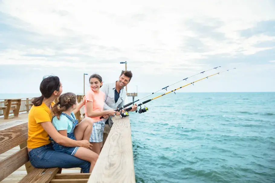 Family Fishing on Pier in Myrtle Beach
