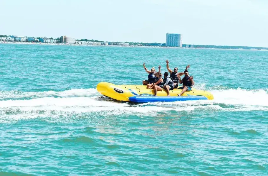 Shoreline Watersports group on a banana boat