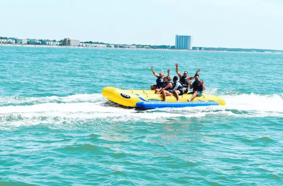 Shoreline Watersports group on a banana boat