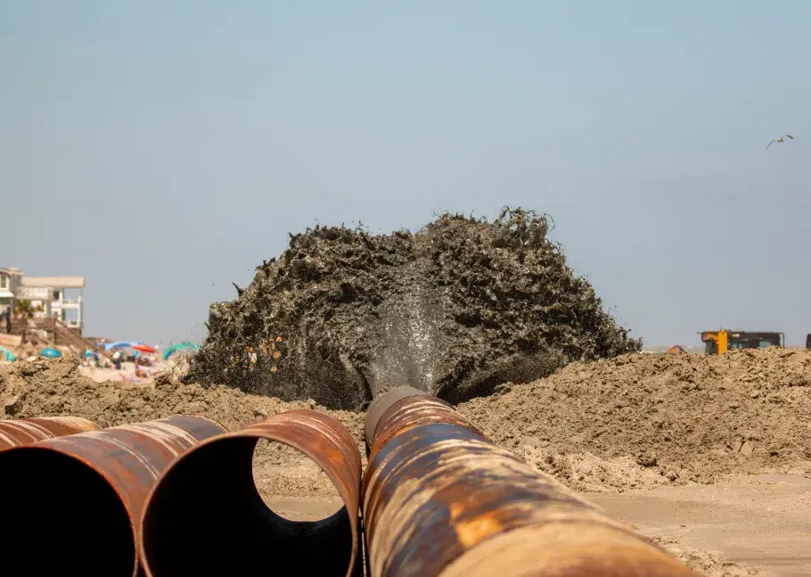Pipes on the beach for renourishment