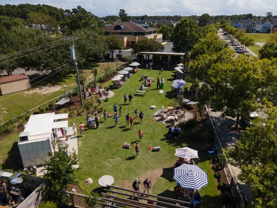 Drone shot of Tidal Creek's Outdoor Area