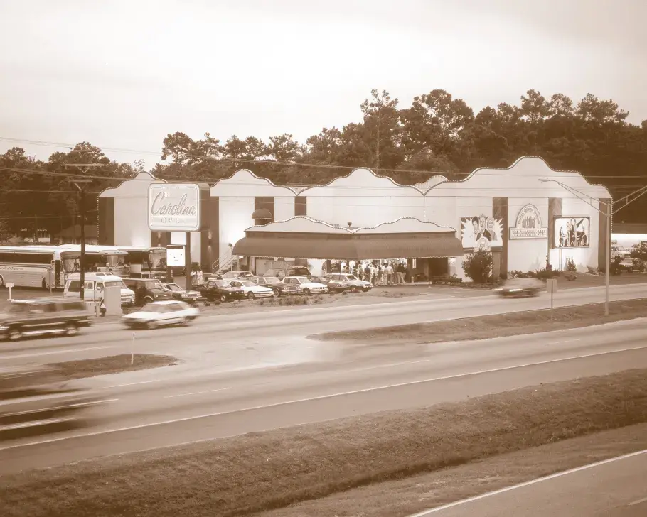 Wide shot no color photo of the first Carolina Opry location