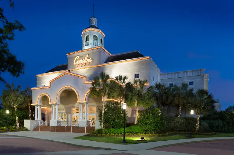 Carolina Opry exterior in the evening light.