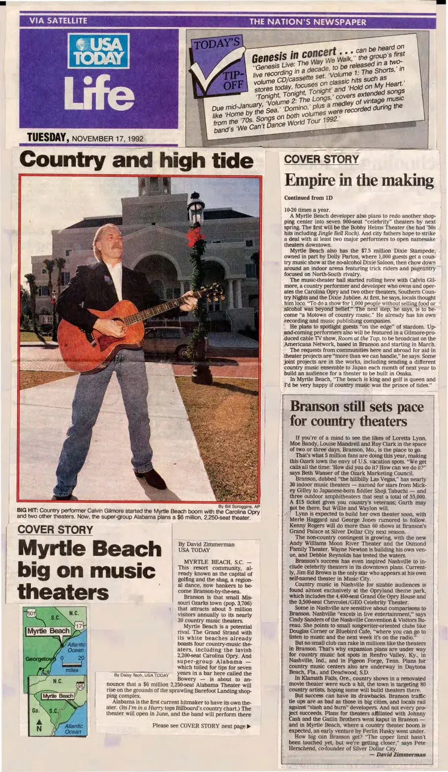 A snapshot of a newspaper clipping of USA Today explaining Calvin Gilmore's legacy