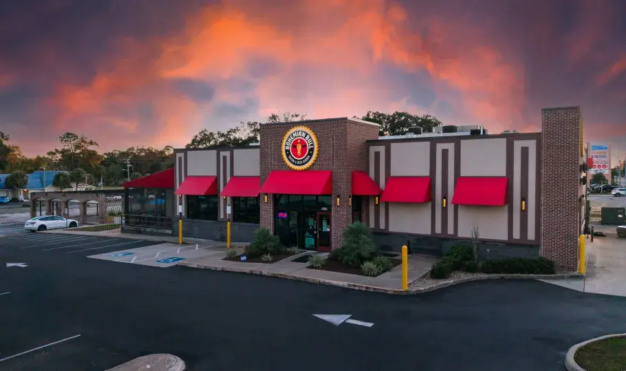 Exterior of Bohemian Bull at sunset.