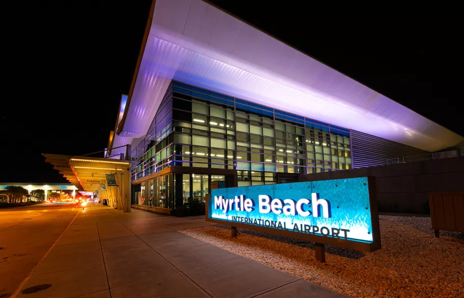 The entrance of Myrtle Beach's International Airport. 