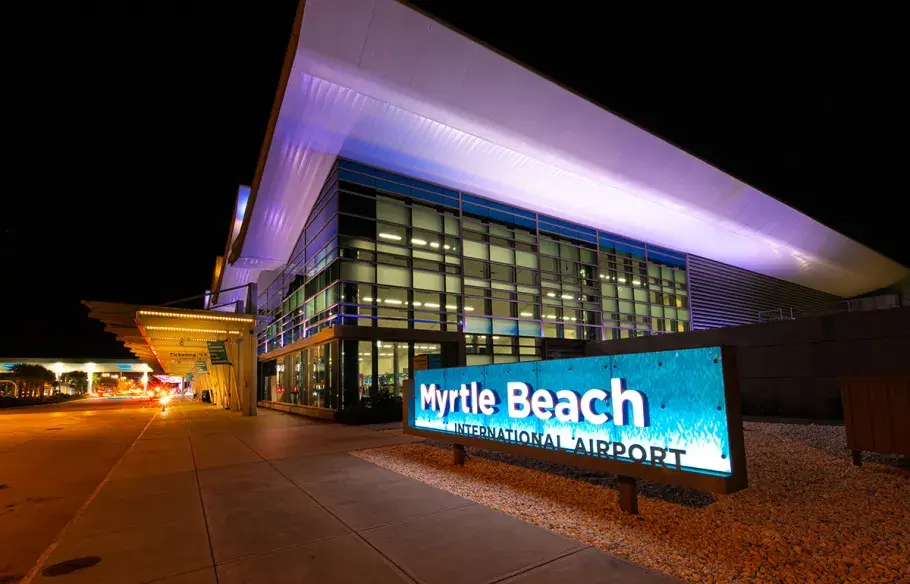 The entrance of Myrtle Beach's International Airport.