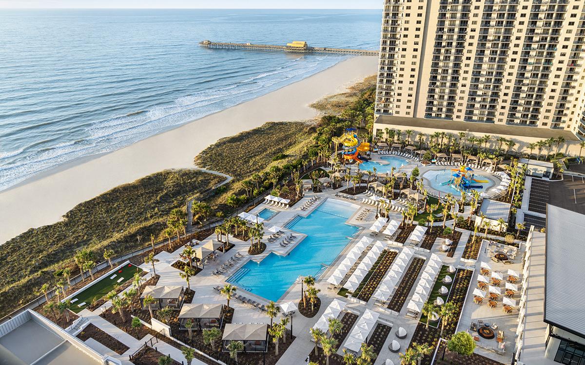 Embassy Suites Oceanfront Resort pool deck aerial