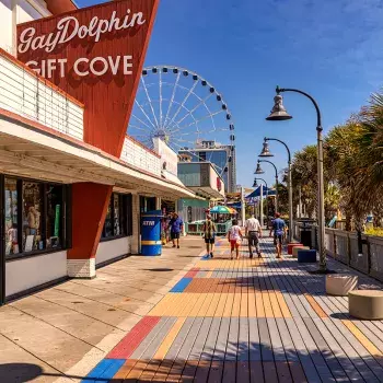 Myrtle Beach Boardwalk with Gay Dolphin and SkyWheel